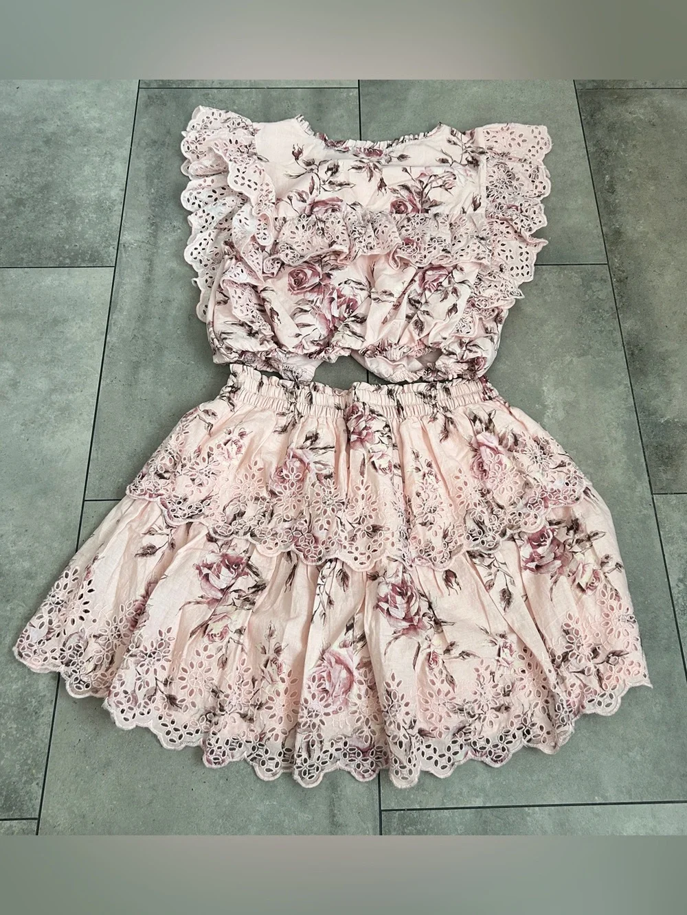 GAP X LoveShackFancy girls pink floral skirt set mini XXL